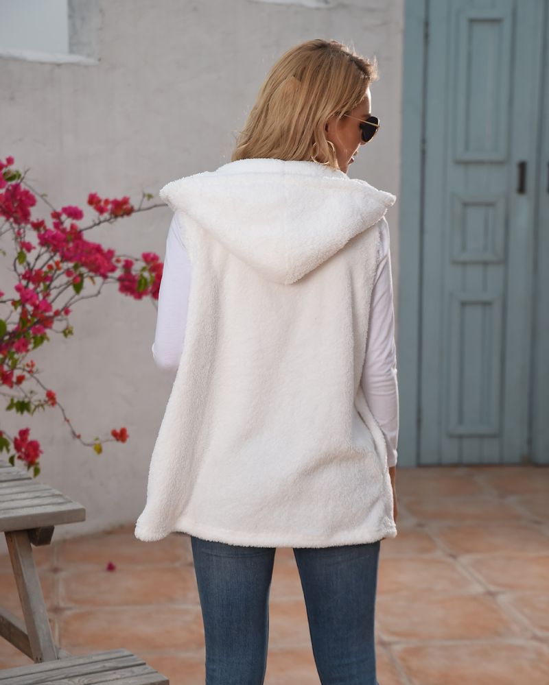 Gilet long en polaire à capuche pour femme - Doudoune douce pour l'automne et l'hiver - Bordeaux - Tailles S à 5XL_voghion.com