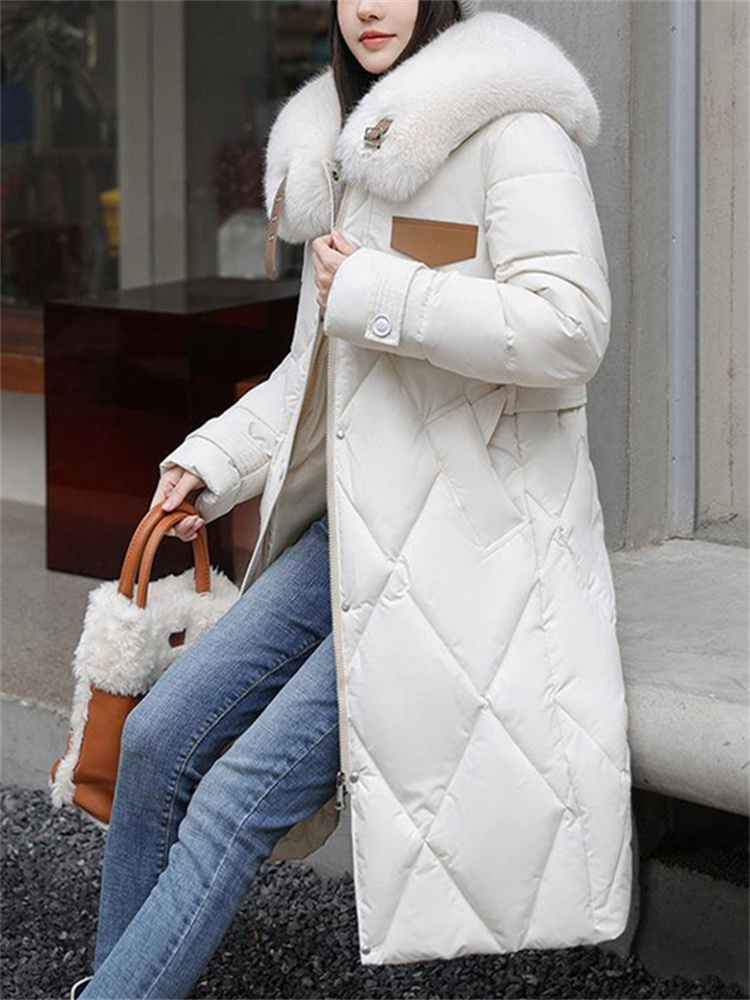 Botvotee-Parkas largas elegantes para mujer, chaquetas con cordones de manga larga a la moda coreana, informales, Otoño e Invierno 2023_voghion.com