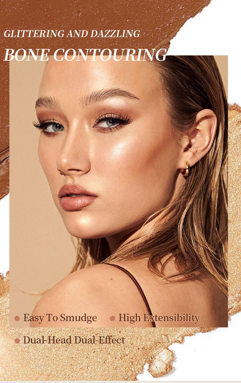 Bronzers & Highlighters Double Headed Two Color Contour Stick Silhouette Brightens The Face Highlight Three Dimensional Contour Concealer_voghion.com