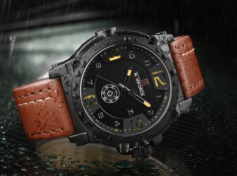 NAVIFORCE Leading 9099 Calendar Men's Waterproof Quartz Belt Watch_voghion.com