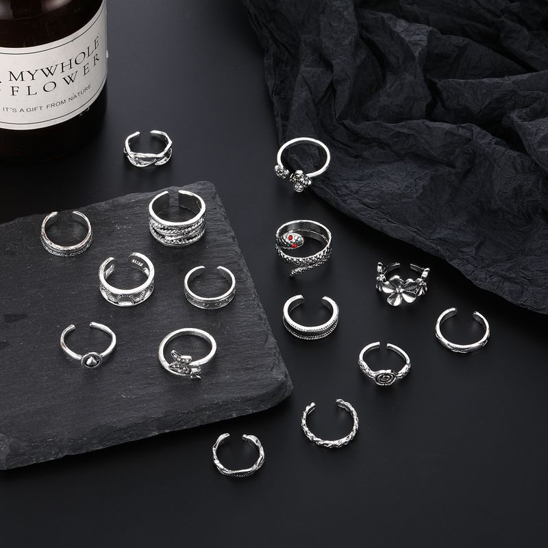 New Footwear Personalized Snake shaped Butterfly Bee Flower Opening 15 piece Set Foot Ring_voghion.com