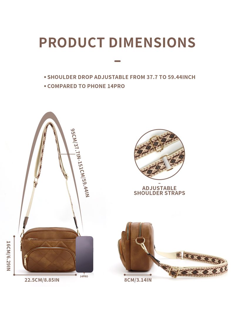Portafoglio trapuntato da donna, piccola borsa a tracolla in pelle vegana, borsa tote, tracolla rimovibile._voghion.com