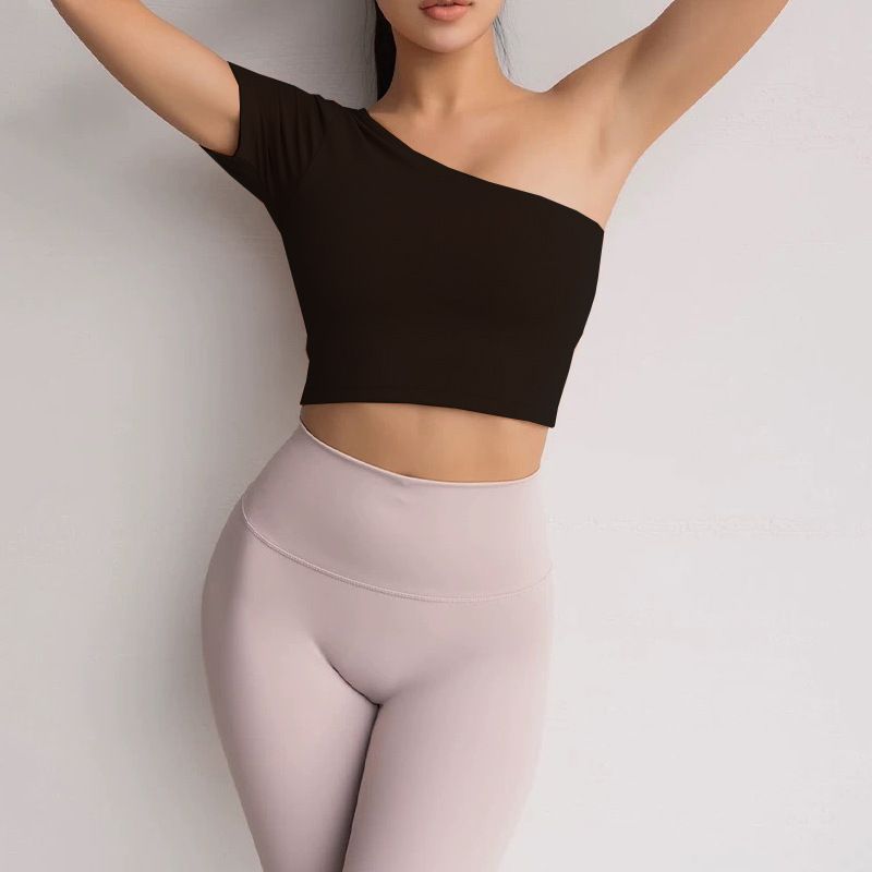 Neues Sport-Fitness-Top mit Brustpolstern, schulterfrei, ärmellos, hoch tailliert, hochelastisch, schnelltrocknende Weste für Damen_voghion.com