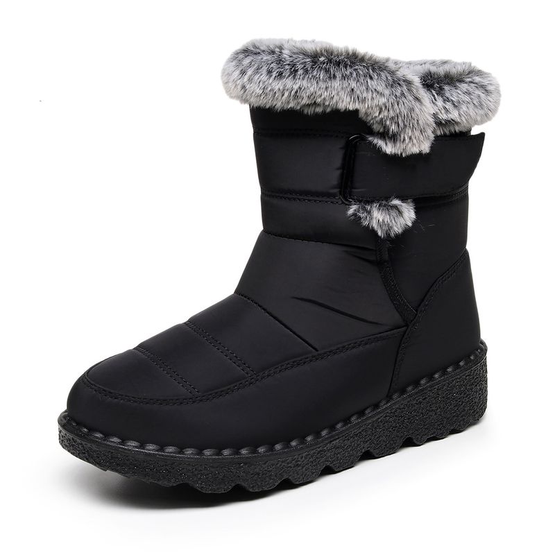 Women's High-Cut Winter Snow Boots With Faux Fur Lining, Waterproof Umbrella Fabric, PU Anti-Slip Sole, Adjustable Hook & Loop Closure (EU 36-45)_voghion.com