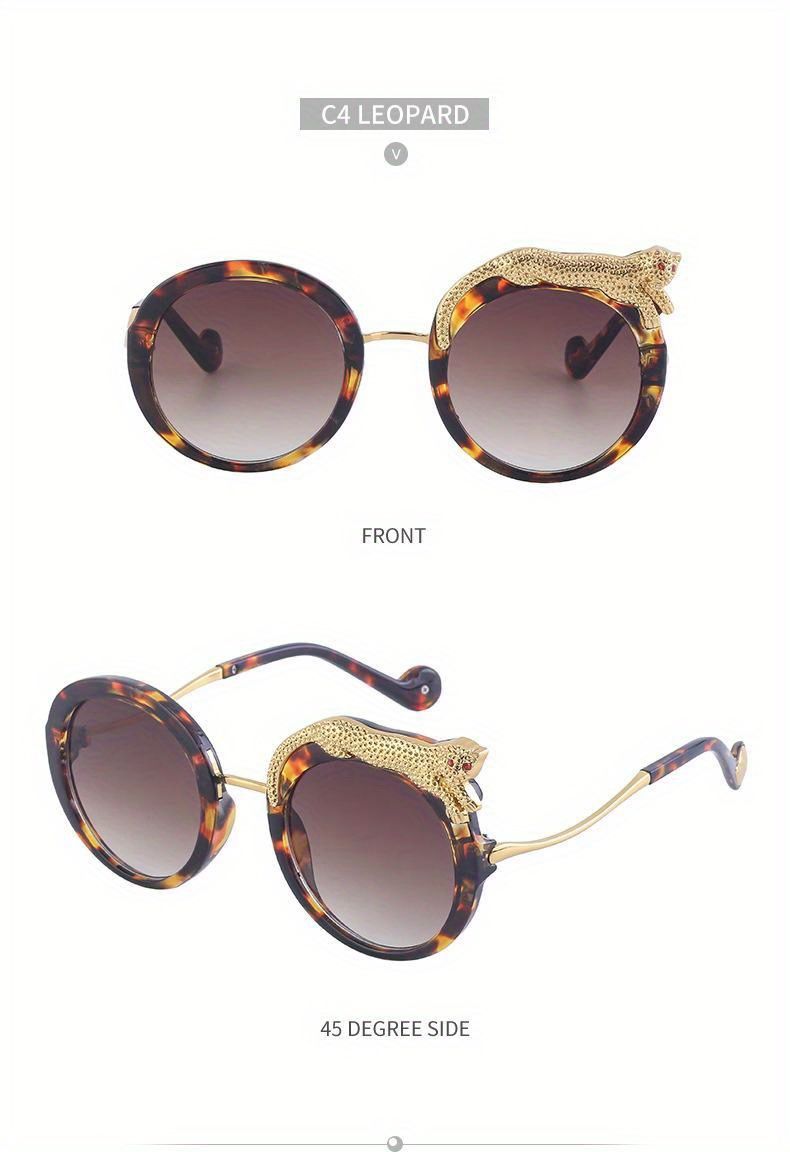 Punk leopard print women's oversized circular glasses, anti glare sunshade for driving and traveling_voghion.com