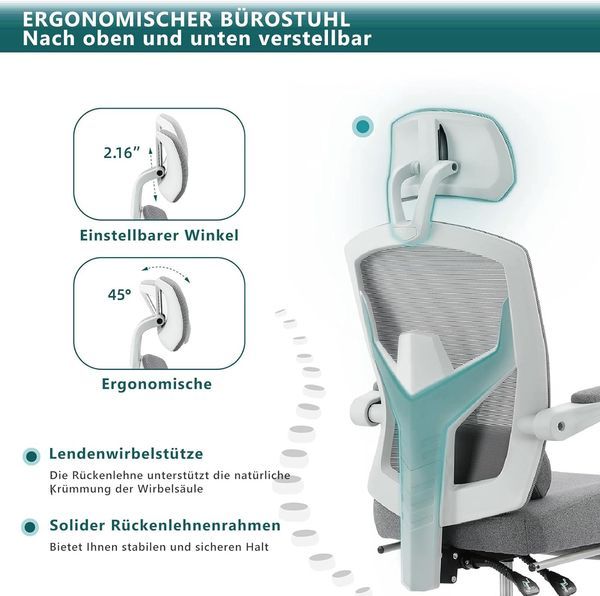 Office Computer Desk Chair, Ergonomic High-Back Mesh Rolling Work Swivel Chairs With Wheels, Comfortable Lumbar Support, Comfy Arms For Home, Bedroo_voghion.com