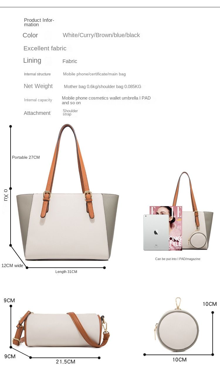Handtasche Frau Neue Mode Große-kapazität Mutter-in-law Drei-in-one Killer Tragbare Einfache schulter Messenger Tasche_voghion.com
