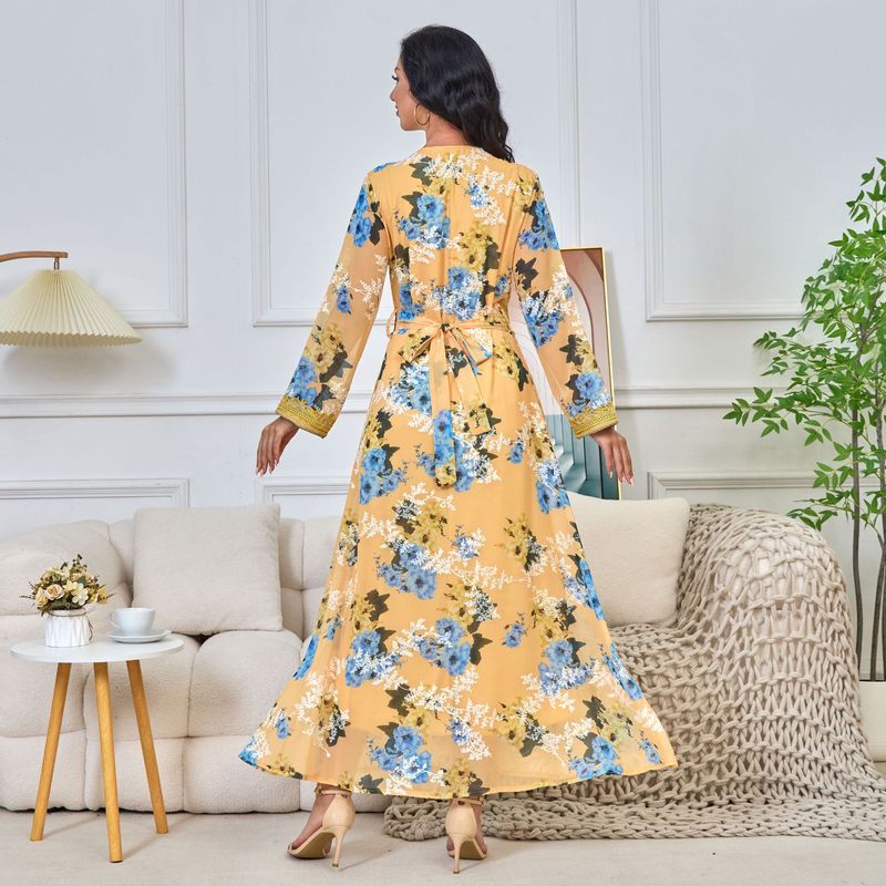 Mt125 Floral Embroidered Print Elegant Dress Party Gorgeous Muslim Women's Robe_voghion.com