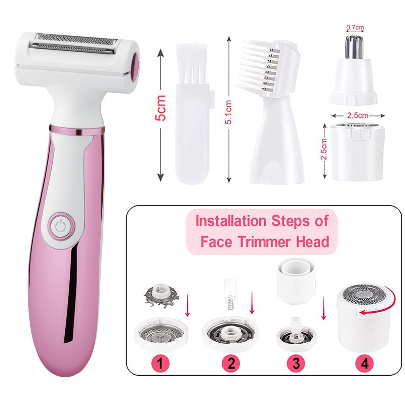 Elektrisches 4-in-1-Haarentfernungsgerät für Damen, wiederaufladbares Epilierer- und Trimmer-Set für den privaten Bereich_voghion.com
