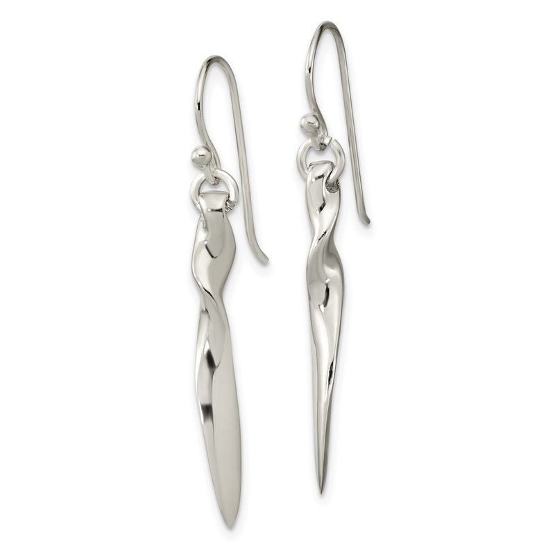 Sterling Silver Polished Twisted Bar Dangle Shephard Hook Earrings_voghion.com