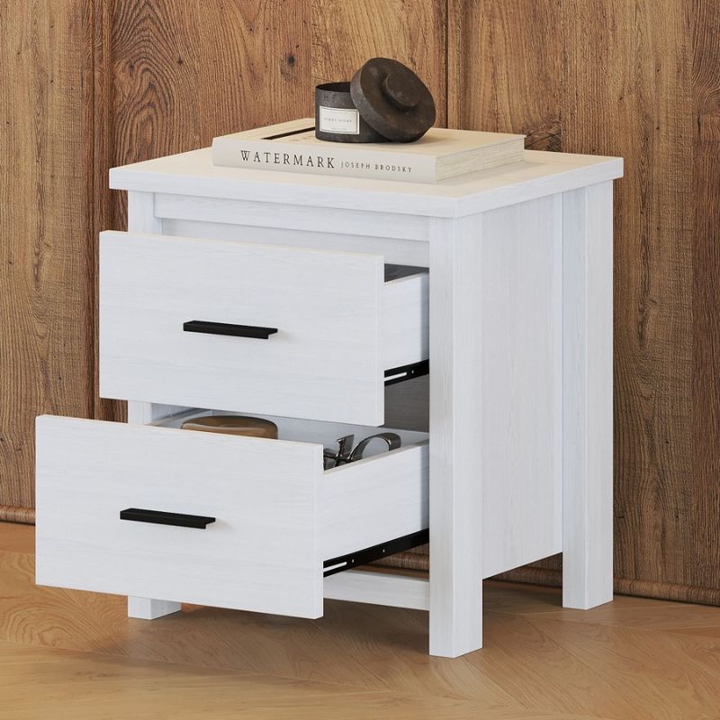 Two And White Wooden Drawer Nightstand Simple Vintage Space Storage Generous Large_voghion.com