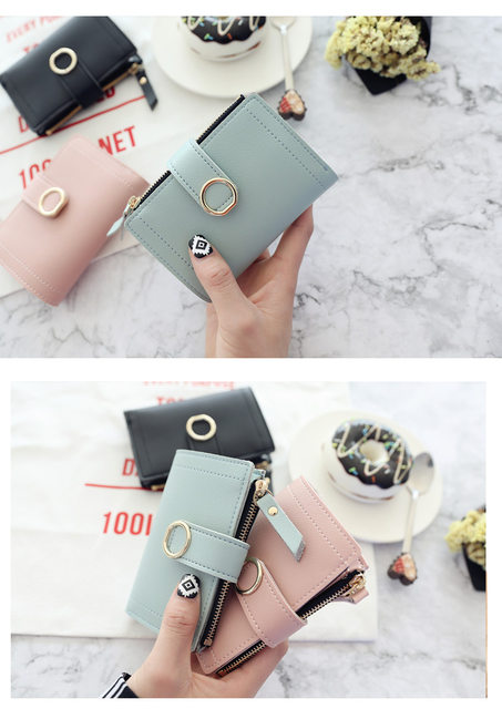 Neu Kurze Frauen Geldbörsen Mode Einfache Nette Kleine Weibliche Brieftaschen PU Leder Karte_voghion.com