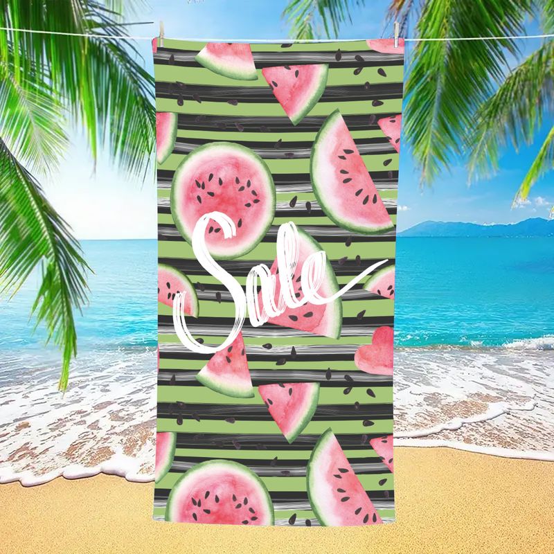 Watermelon Striped Beach Towel - Quick Dry, Ultra Absorbent & Double-Sided Flannel, For Pool, Vacation & Travel (80x160cm)_voghion.com