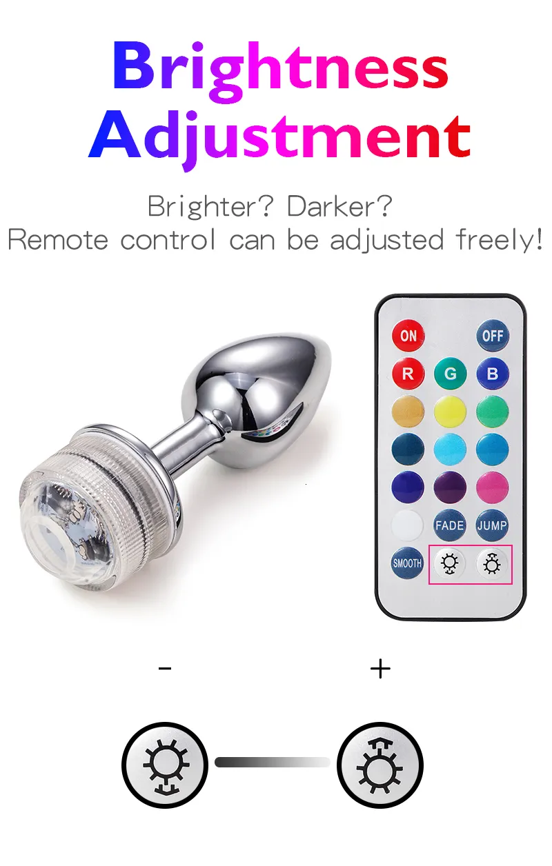 Jouets pour adultes, télécommande sans fil, plug anal lumineux en métal, massage de la prostate, fesses avec queue LED, jouet sexuel_voghion.com