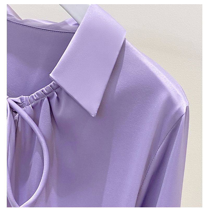Elegantes weißes Satinhemd in Übergröße für Damen – stylische Freizeitbluse mit langen Ärmeln, bequemer Stretchstoff, erhältlich in 4XL-8XL_voghion.com