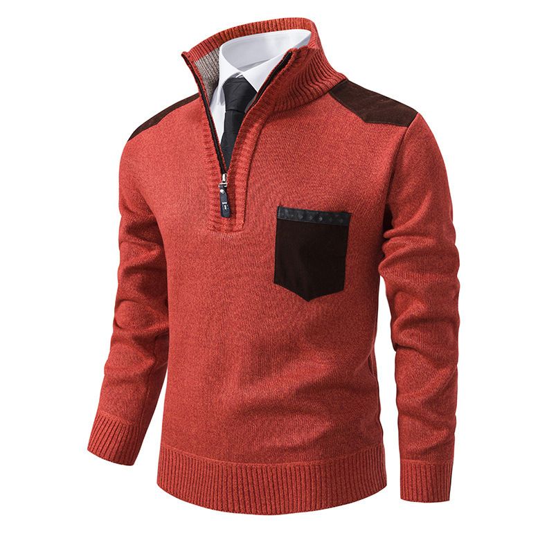 Men's Clothing autumn and winter men's stand up collar thickened sweater knitted pullover large size half zip knitted tops men_voghion.com