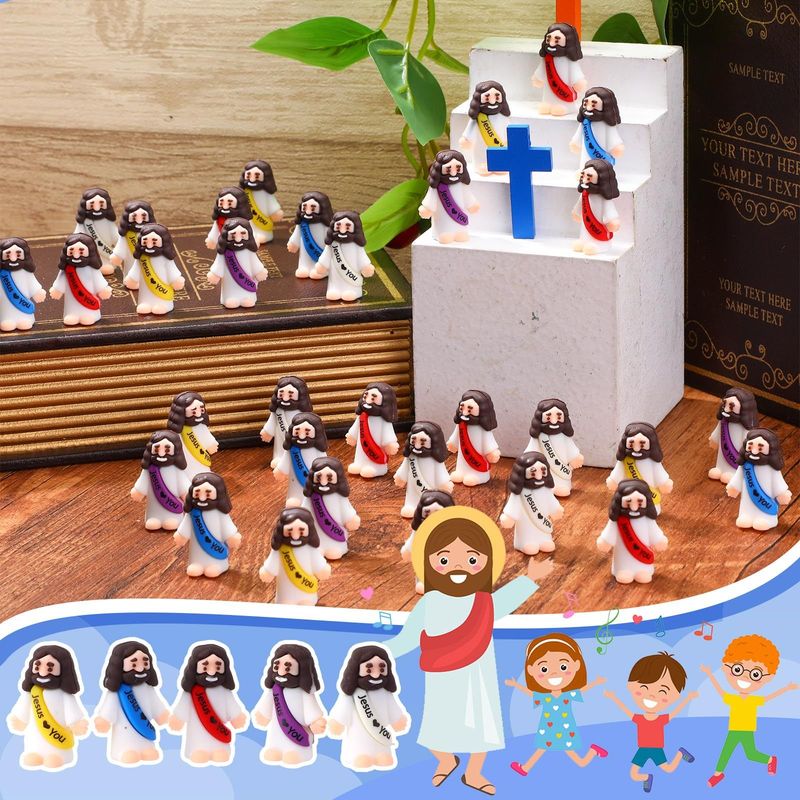 25/50 Pcs Mini Figurines Set, Jesus Figure, Rubber Religious Party Favors | Includes Organza Bag And Gift Cards Sunday School, Easter Egg Stuffers, Baptism Gifts, Multi-Item Party Favor Pack_voghion.com