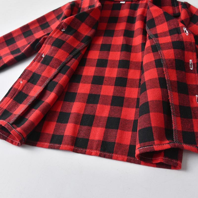 Autumn And Winter Homewear Children's Spring And Autumn Lapel Single-breasted Plaid Long-sleeved Pajamas Set_voghion.com
