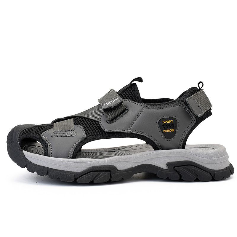 Scarpe da spiaggia per esterni di qualità imbattibile, sandali con suola morbida, sandali estivi con punta oversize per uomo, da indossare all'aperto in vera pelle_voghion.com