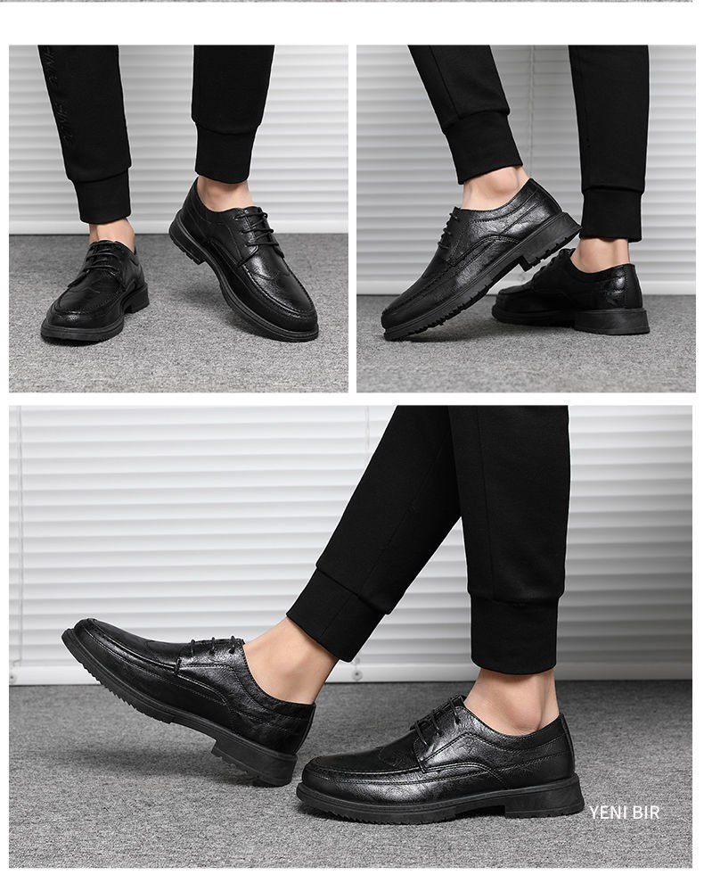 Męskie buty ślubne Derby Toe ze skóry Oxford, okrągłe_voghion.com