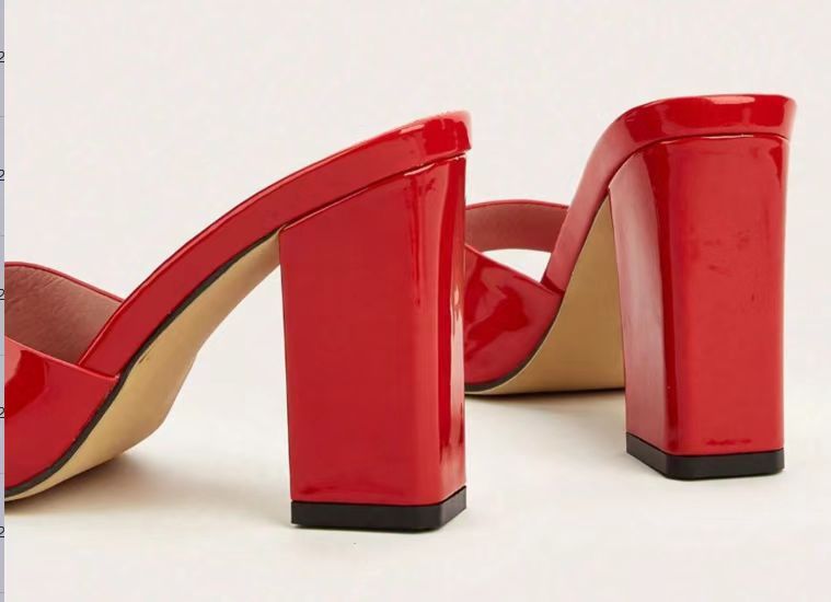 Square Head One Line High Heels Slipper Woman_voghion.com