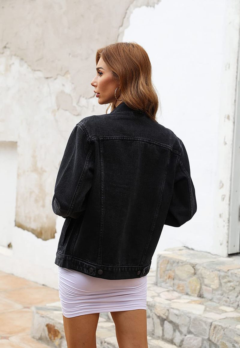 Trendy Washed Denim Jacket For Women - Slim Fit Stretchable Comfortable Casual Coat With Vintage Distressed Look_voghion.com