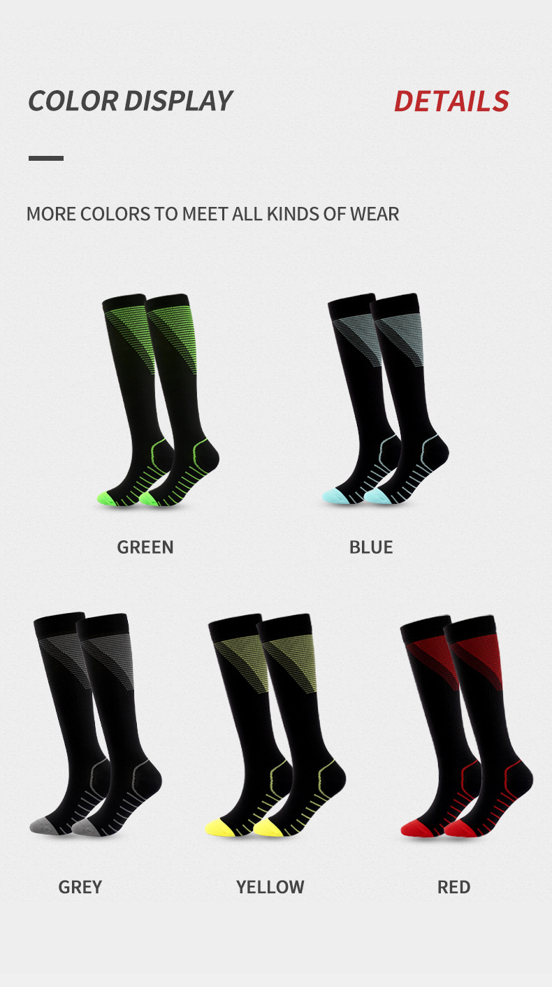 Socks new colorful striped V-shaped compression socks professional sports compression socks for men and women elastic socks fitness socks_voghion.com