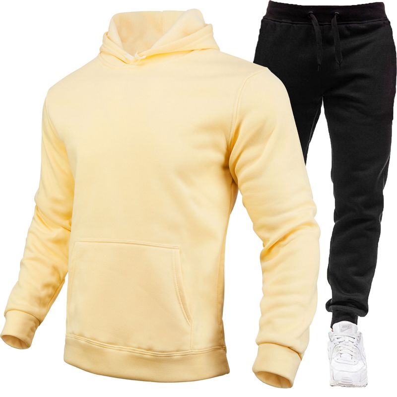 Pull de sport ensemble de pull à capuche en polaire à la mode pour hommes_voghion.com