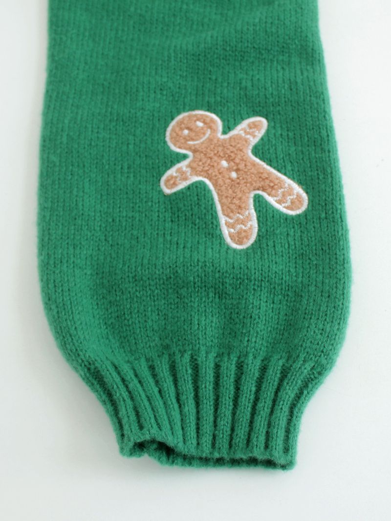 Casual Knitted Cardigan Loose Long-sleeved Gingerbread Women's Embroidered Short Knitted Sweater Autumn New Solid Color Jacket_voghion.com