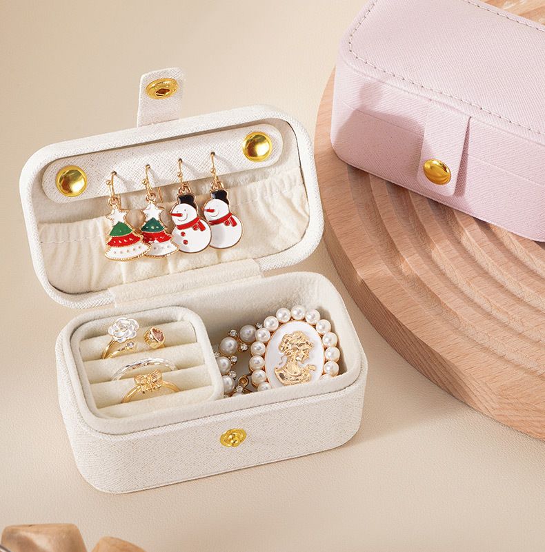 Boîte de rangement de bijoux portable Boîte à bijoux de voyage Boîte à bijoux pour bagues, boucles d'oreilles, chaînes, rouges à lèvres_voghion.com