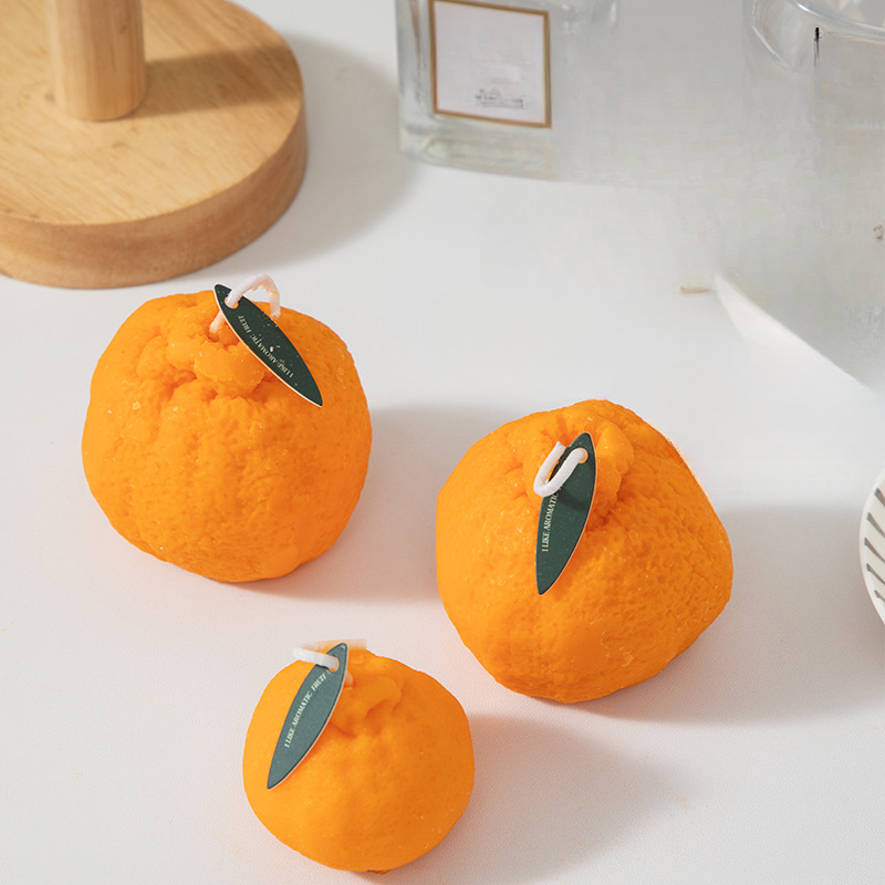 Vela de laranja artificial em formato de fruta, presente com fragrância feia e perfumada_voghion.com