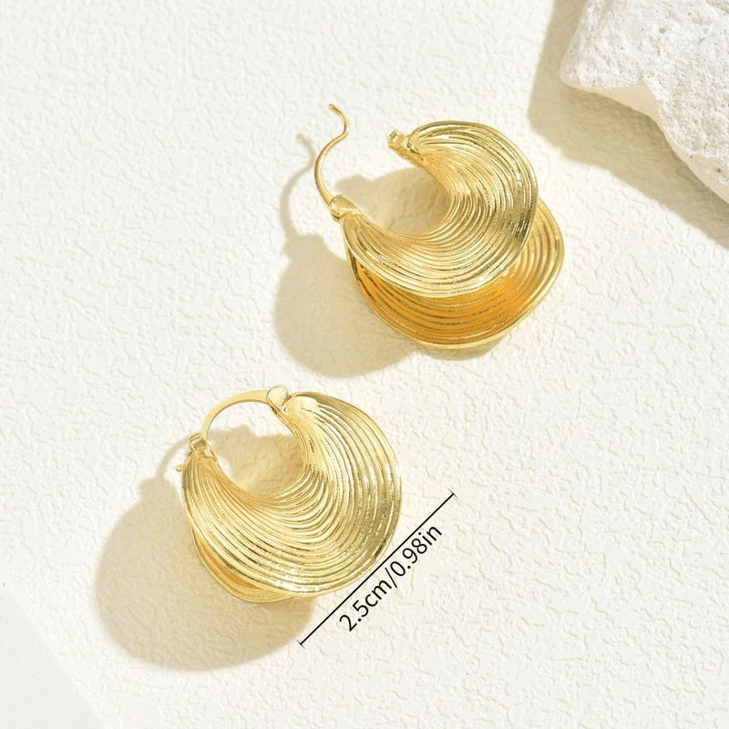 Personalized Fan-shaped Design, Simple Ear Buckle, Versatile Striped Double-layer Niche Stud Earrings_voghion.com