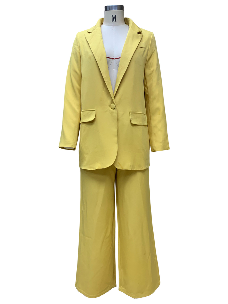 Pantaloni larghi da donna a gamba larga a vita alta a maniche lunghe con risvolto casual, due pezzi_voghion.com