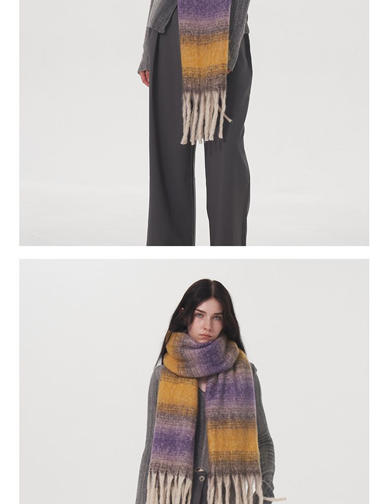 cachemire enfants hiver agrandissement élargissement 50cm blocage de couleur chaud et confortable plaid rayé gland_voghion.com