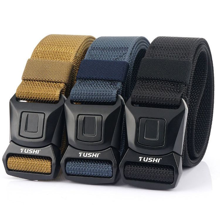HOT LUDIVIS Hard Metal Simple Convenient Tactical Soft Genuine Nylon Military Tough Non-Slip Men Hunting Fishing Belt_voghion.com
