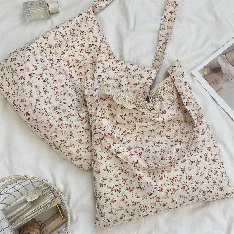 Zomerse splicing bloementas, dames casual onderarm tas, schoudertas voor woon-werkverkeer, canvas tas_voghion.com