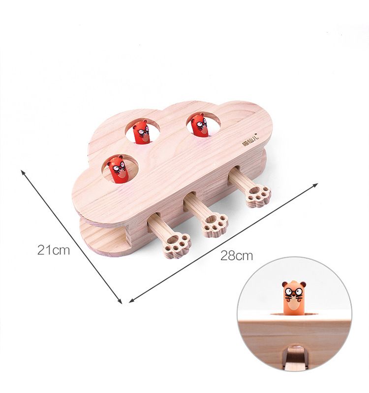 Meow Fairy Solid Wood Whack-A-Mole Toy Teasing Stick Cat Lifestyle Supplies_voghion.com