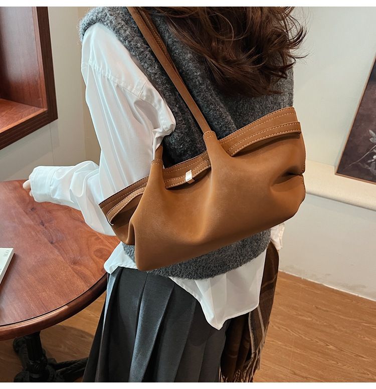 Borsa a secchiello in pelle scamosciata casual alla moda 2025, nuova borsa a tracolla grande e capiente per pendolari, borsa a mano in pelle nabuk_voghion.com