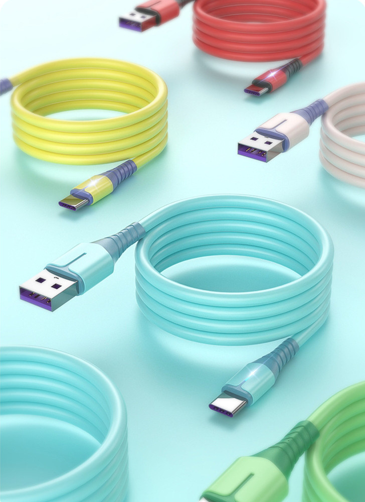 USB 5A Snellader USB Geschikt voor iPhone 11 12 Pro Max Xiaomi Rood Mi Note 10 Huawei P30 Pro Siliconen_voghion.com
