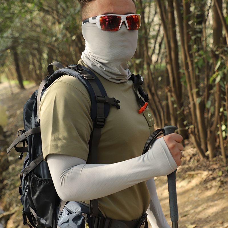 Men's Cooling Sun Mask Set - UPF 50+ Full Face Cover With Neck Protection & Arm Sleeves, Lightweight & Breathable For Cycling_voghion.com