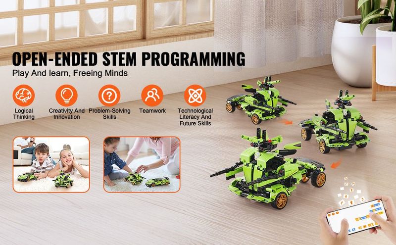 VEVOR STEM Building Toys For Kids 2 In 1 App & Remote Control Car/Robot 461 PCS_voghion.com