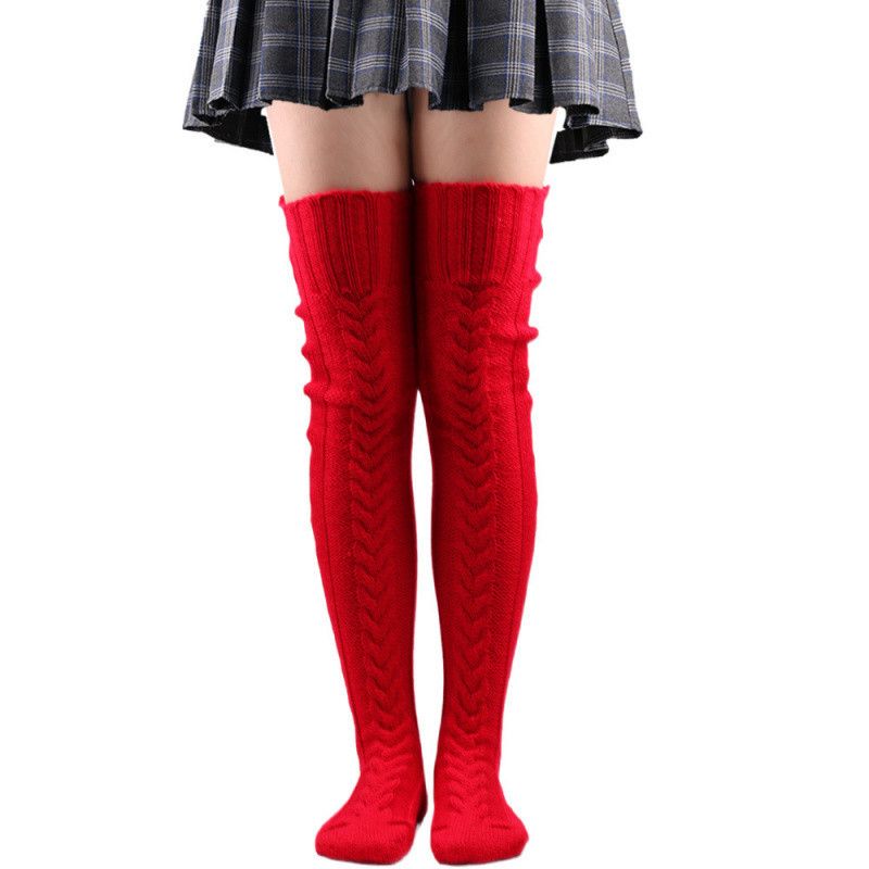 2025d Knitted Warm Foot Covers Solid Color Over-the-Knee Long Tube Slouch Thick Women's Socks_voghion.com