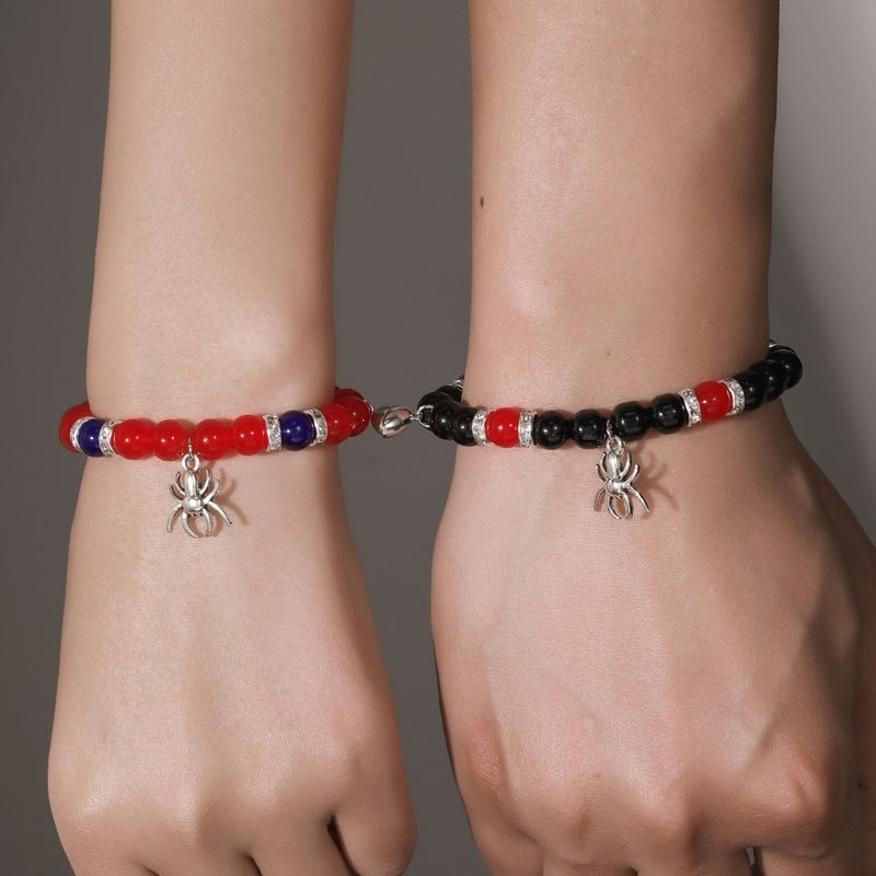 Braccialetto elastico regolabile per coppia, con perline, per le feste, con attrazione magnetica, ragno e amore, per l'amicizia_voghion.com
