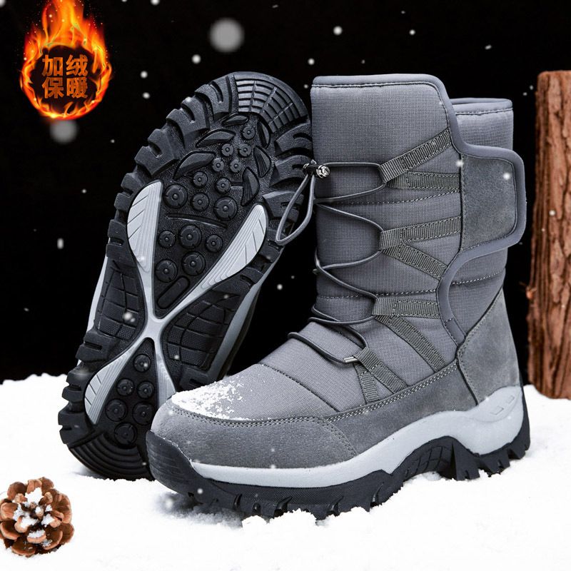 Botas de algodón para mujer, cálidas, con forro polar, para nieve, senderismo, invierno y exterior, botas altas de montañismo con suela gruesa._voghion.com