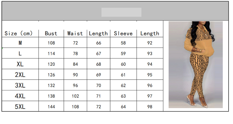 abbigliamento da donna taglie forti popolare set in due pezzi stampato con cerniera a maniche lunghe_voghion.com