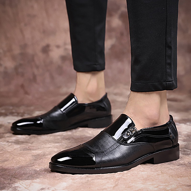 New High Quality Leather Men's Business Casual Leather Shoes, Formal Shoes, Pointed Low Top Shoes, Western Denim Versatile_voghion.com