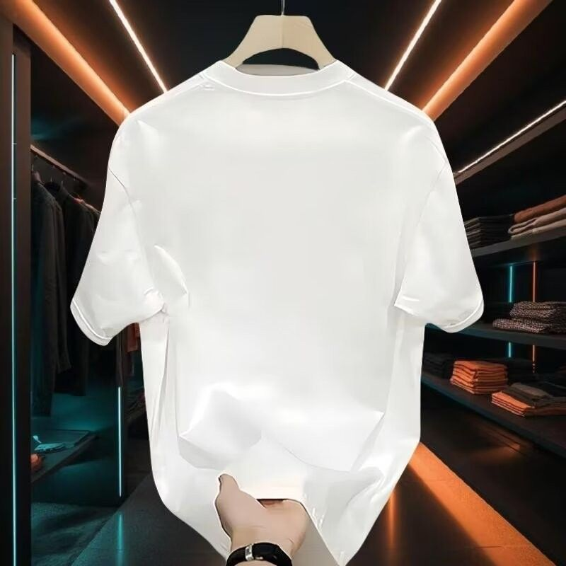 Męska odzież Wysokiej klasy ciężka bawełna Krótki rękaw T-shirt Męska odzież Modny nadruk z czerwoną pandą Uniwersalny Lekki Luksusowy Przystojny Nowy Lato_voghion.com