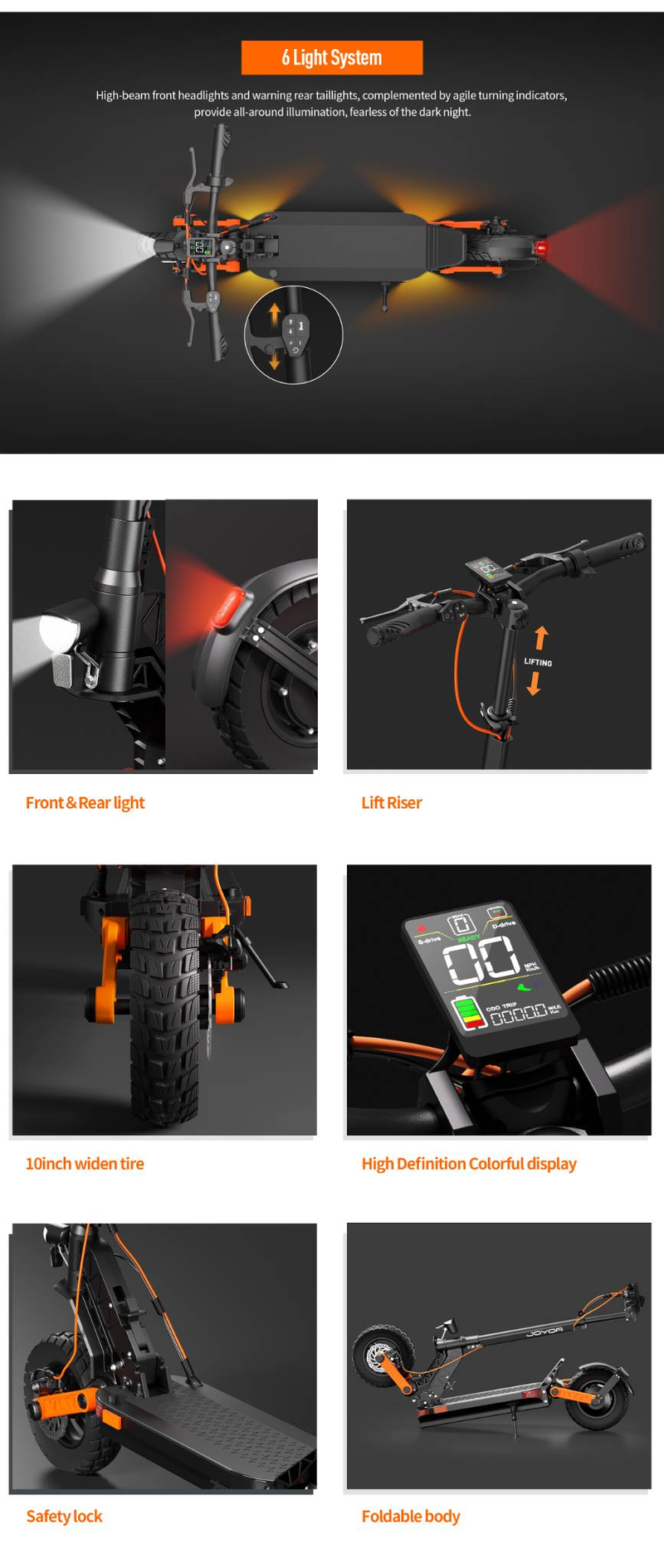 Joyor S8 elektriline tõukeratas, 600 W mootor, 48 V 26 AH aku, 10 tolli rehvid, maksimaalne kiirus 25 km/h, sõiduulatus 90 km, topeltmehaaniline ketaspidur_voghion.com