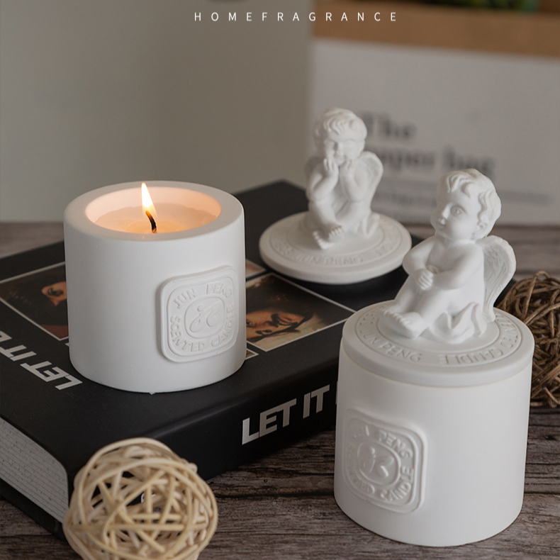 Statue Angel Series Aromatherapy Candle Essential Oil Soy Wax Aromatherapy Fragrance Fragrance Cup Diffuser Gift Box Set_voghion.com