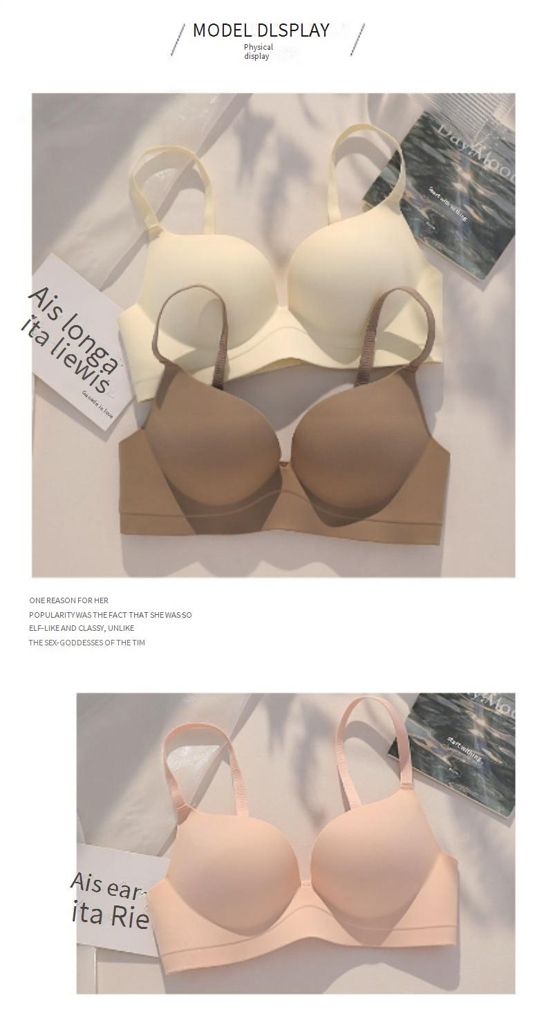 Women's Intimates Small Chest Gathered Pure Desire Style Seamless Big Thick One Piece Breast Collection Bra Flat Chest Special Bra_voghion.com